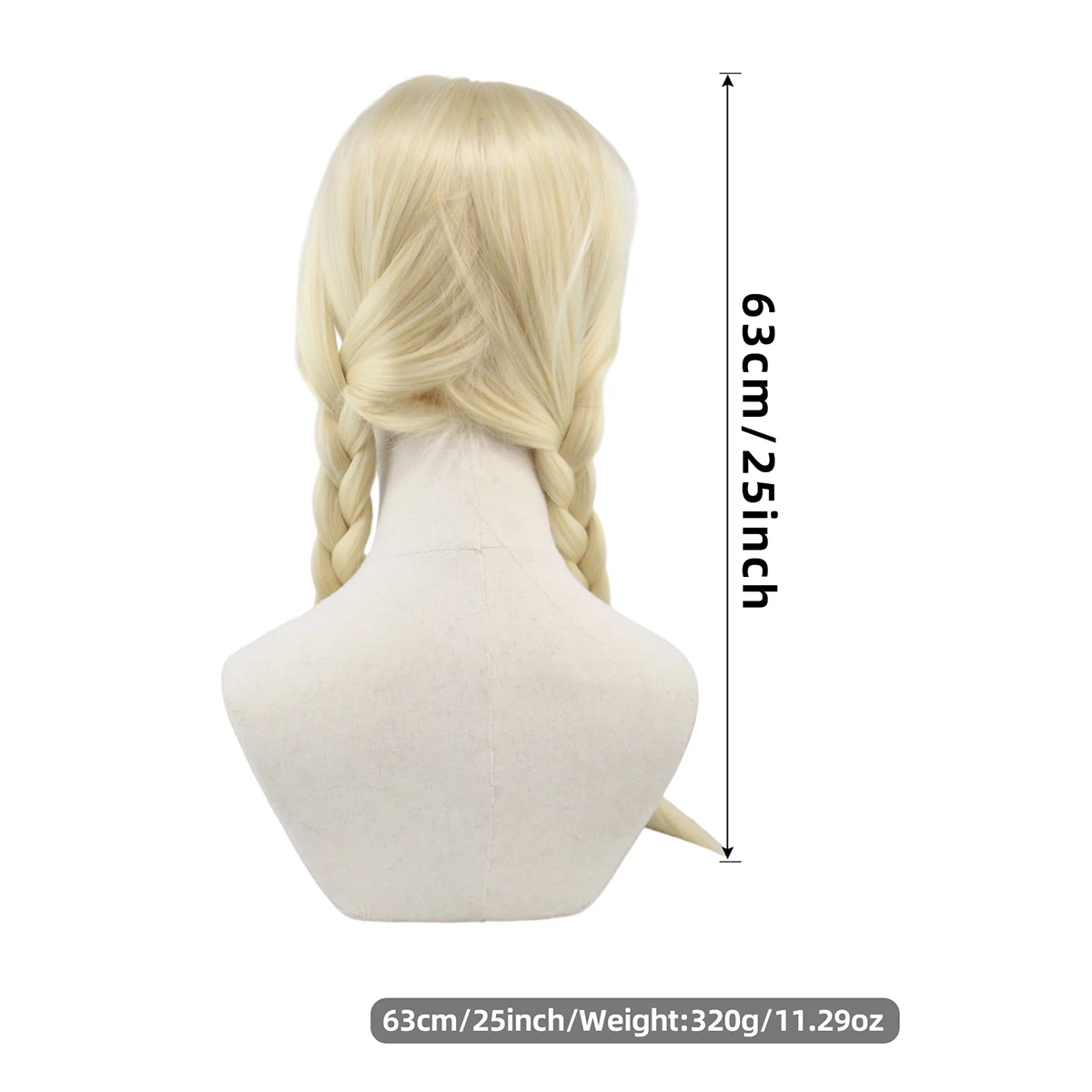 Radiant Blonde Braided Synthetic Wig with Bangs for Cosplay & Costume Events