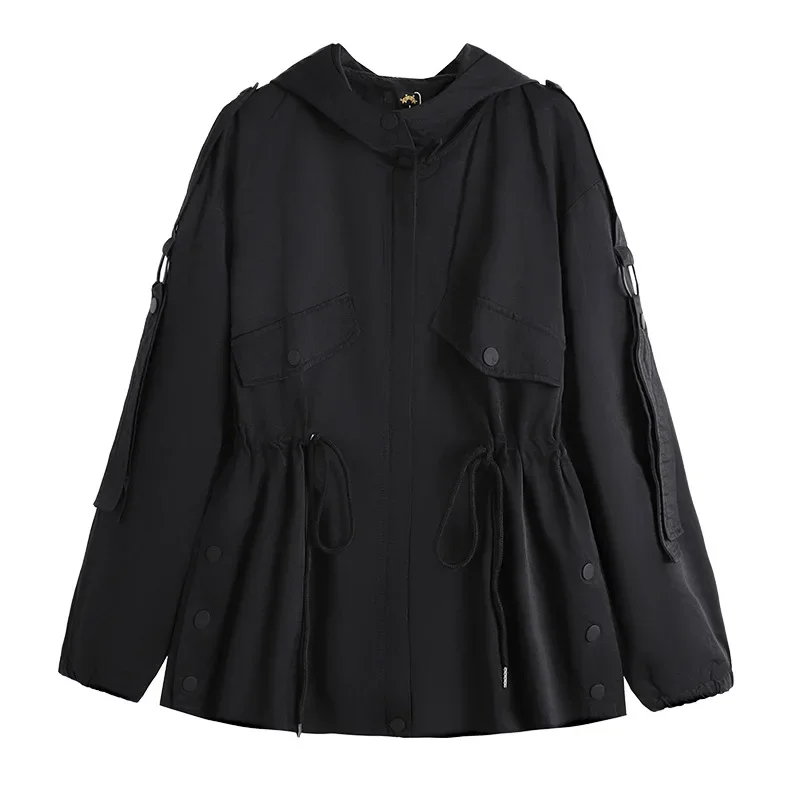 

VANOVICH Oversized Women's Casual Jackets 2024 Autumn and Winter New Korean Style Temperament Fashion Waist Solid Color Coats