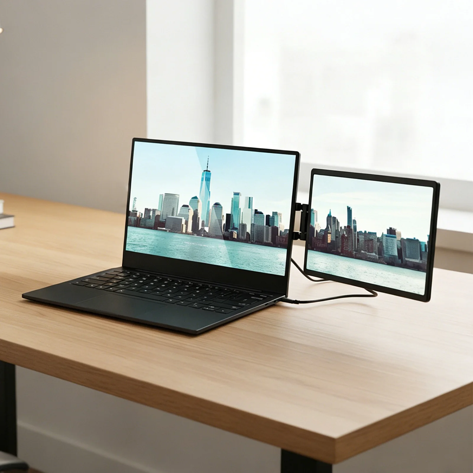 13.3인치 접이식 게이밍 모니터 패널 플러그 앤 플레이 회전식 확장 스크린 USB-C/HDMI 호환 노트북 액세서리