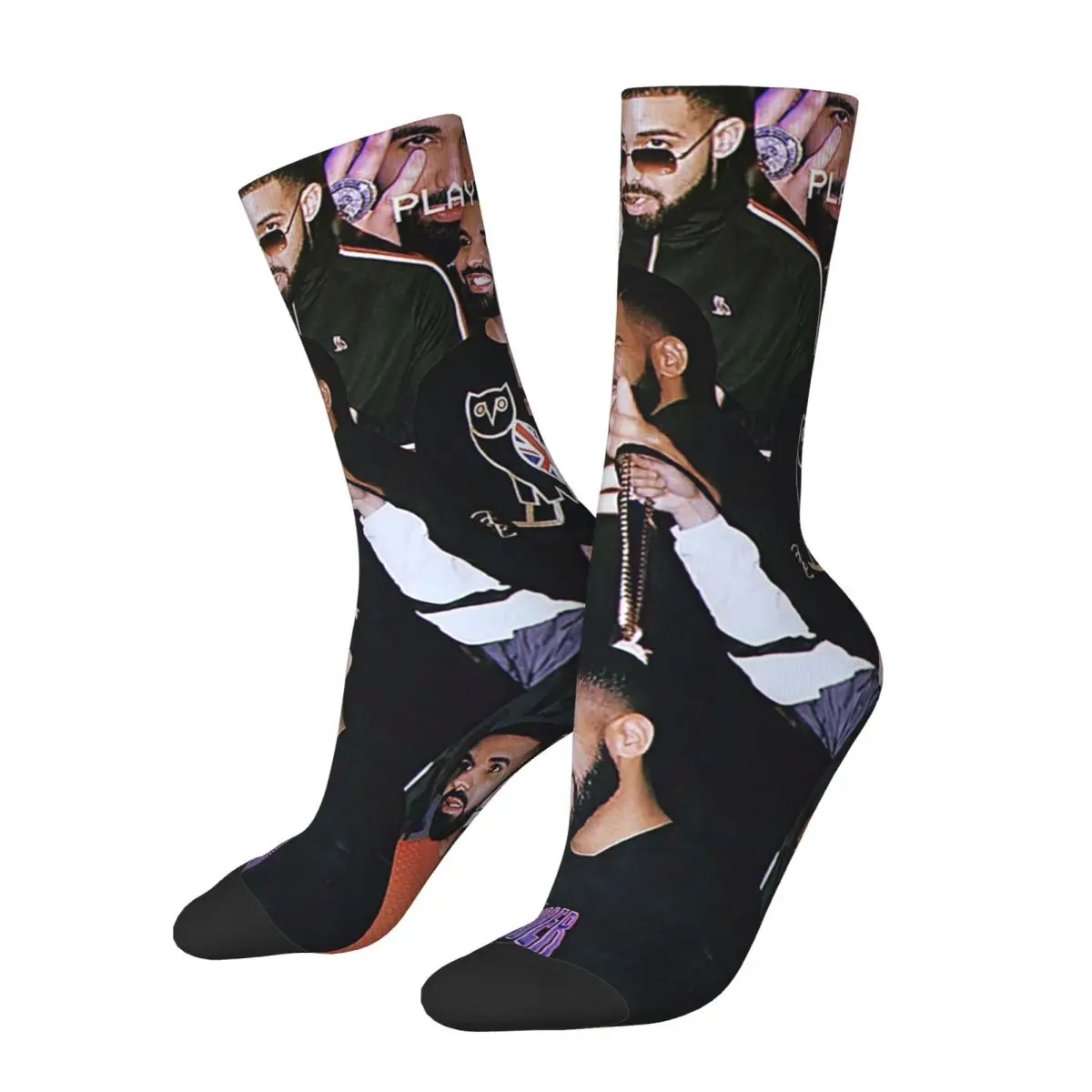 

Fashion Drake Singer Star Soccer Socks Polyester Middle Tube Socks for Unisex
