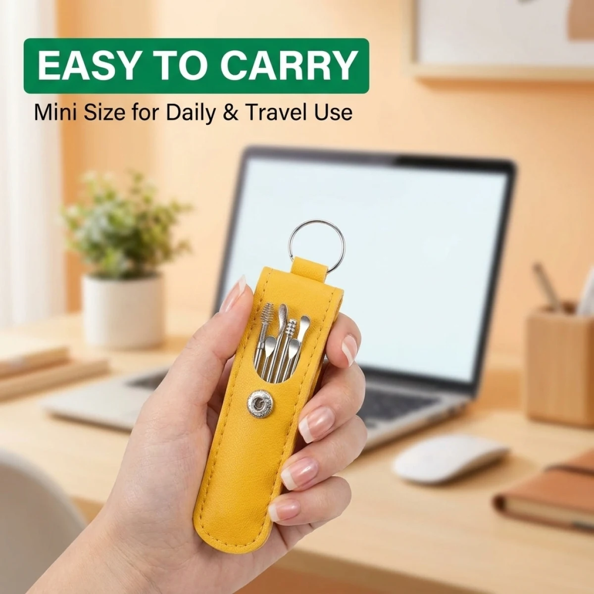 Kit per la pulizia delle orecchie per tutta la famiglia – 6 pezzi, custodia in pelle portatile, mini e leggero, 360 ° Design a spirale, nessuna irritazione all'orecchio - immagine 3