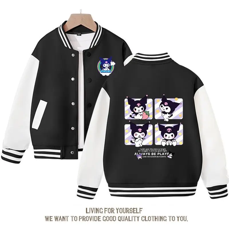 Kuromi Jacket Baseball Cotton Long Sleeve Sanrio Cartoon Casual Cute Student Coat Anime Spring