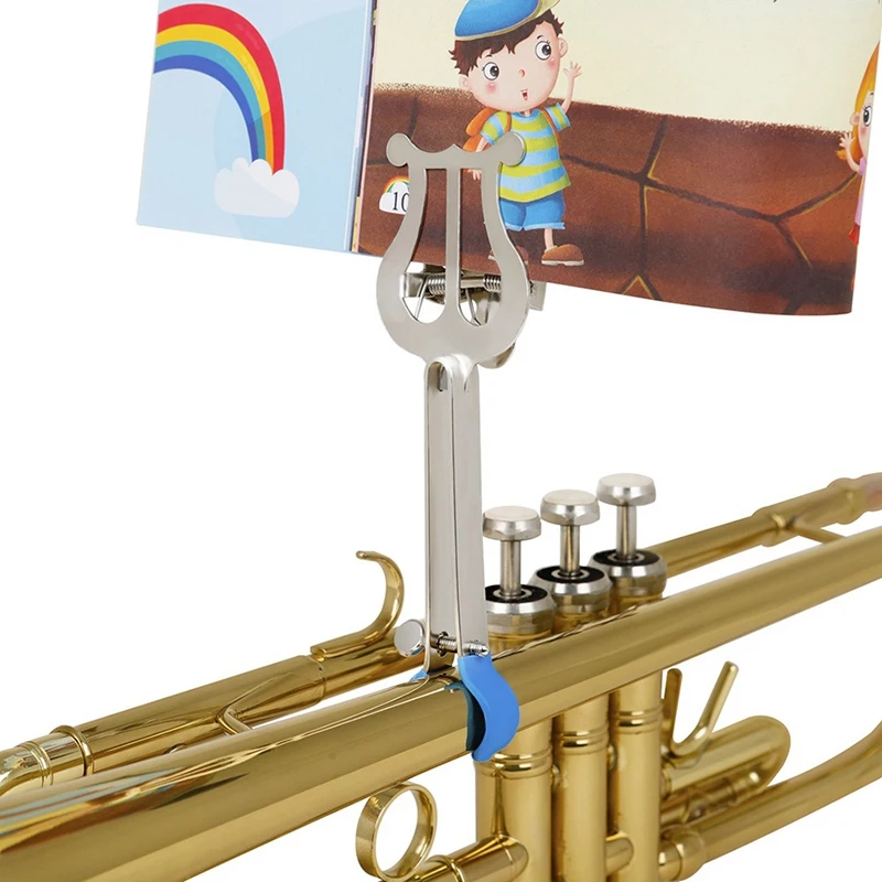 B48B-Brass Instrument Trumpet Music Stand Portable Marching Music Clip Trumpet Clip