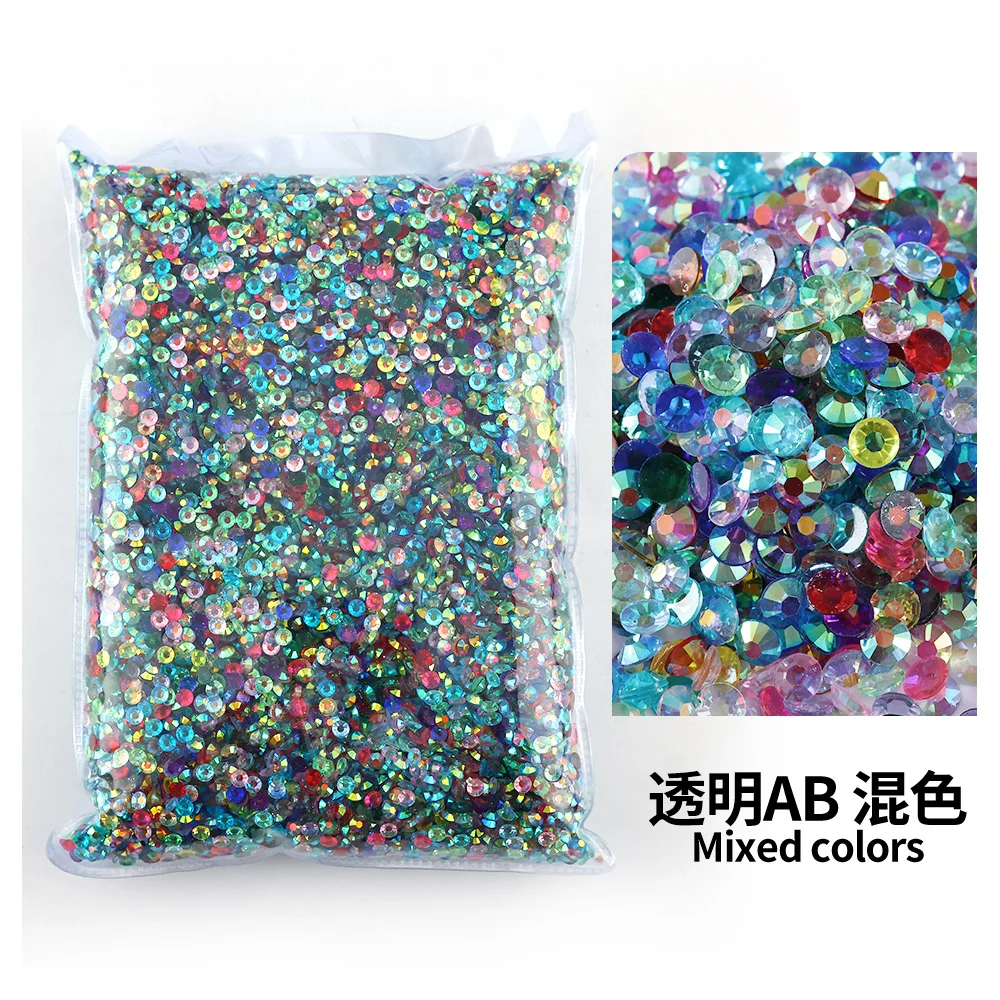 Bulk Wholesale Jelly Color AB Transparent Faceted FlatBack Resin Rhinestones for Nail Art & Garment Decoration