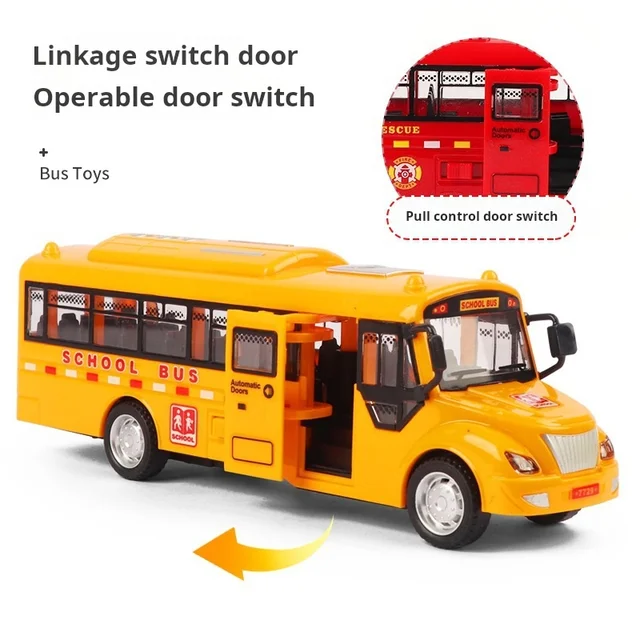 1:30 Inertia Sliding Campus Bus Car Model Simulation Sound and Light Music Educational Toy Bus Car Toy Children's Birthday Gift 5