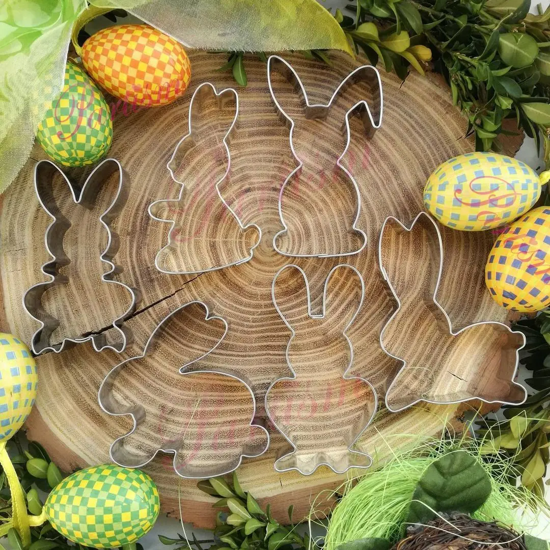 Cookie Cutter Baking Mold Cookie Mould Pastry Cutter 1pc Stainless Steel Easter Cookies Mold Rabbit Carrot Flower Egg Biscuit Cutter Mold for Kids Easter Party Decoration DIY Craft