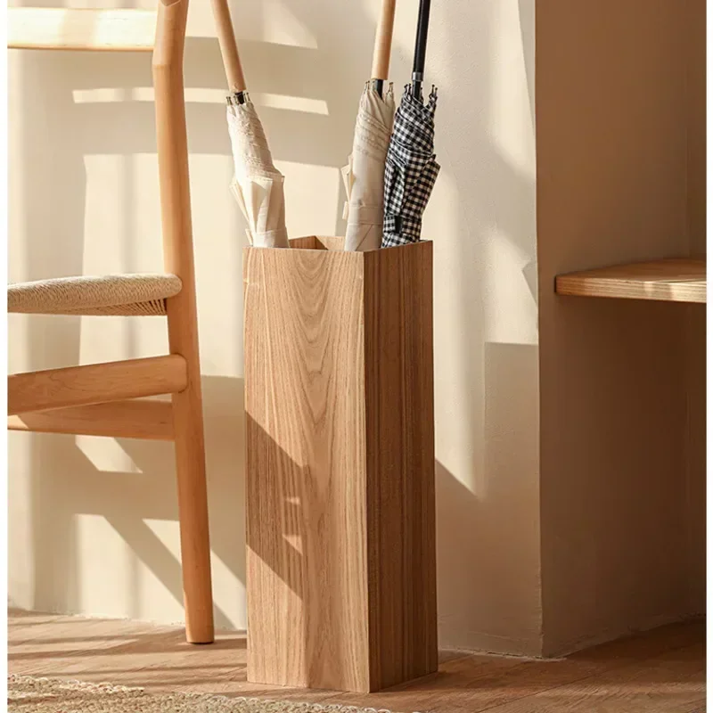 Japanese Style Home Parasol Holder Solid Wood Square Umbrella Stand Hotel Lobby Umbrella Rack Stable Load-bearing Parasol Stand