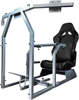 GTR Simulator GTA-F: Triple/Single Monitor Stand, Adjustable Leatherette Seat, Silver Frame, Racing Cockpit Chair for Gaming 1
