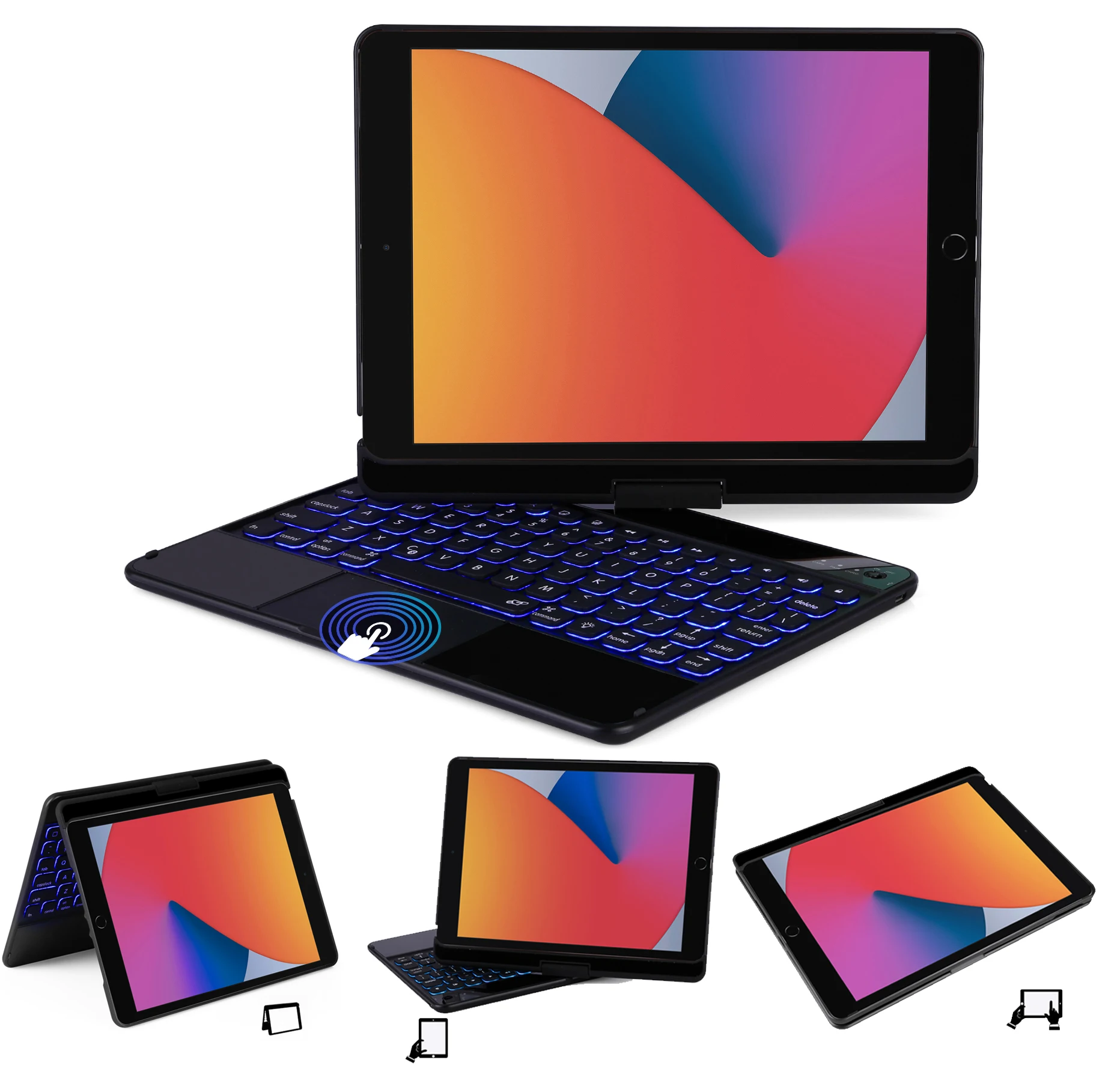 

Сенсорная панель с подсветкой чехол-клавиатура для 2021 iPad 8th 9th 7th Gen 10,2 Air 3 Pro 10,5 Русский Испанский Португалия смарт-чехол-книжка