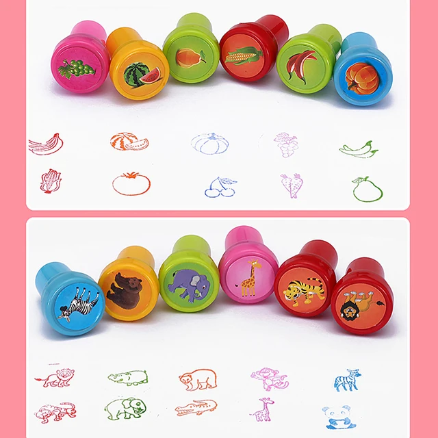 Creative 10pcs Cartoon Children Stamp DIY Scrapbook Photo Album Decoration Graffiti Seal Kindergarten Encouragement Stamp Gifts 4