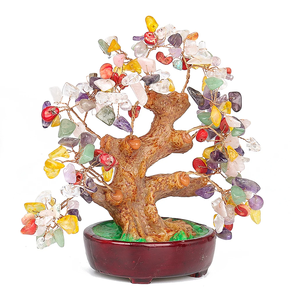 

Ogun Chakras Rainbow Amethyst Agate Tourmaline Quartz Fortune Tree Ornament Tree of Life Lucky Wealth Yoga Reiki Mascot Decor