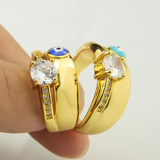 AYONG Dubai Big Zirkon Ring Türkisches Auge Naher Osten Äthiopische Afrika Hochzeit Ringe Vintage Gold Farbe Schmuck – Detail 6