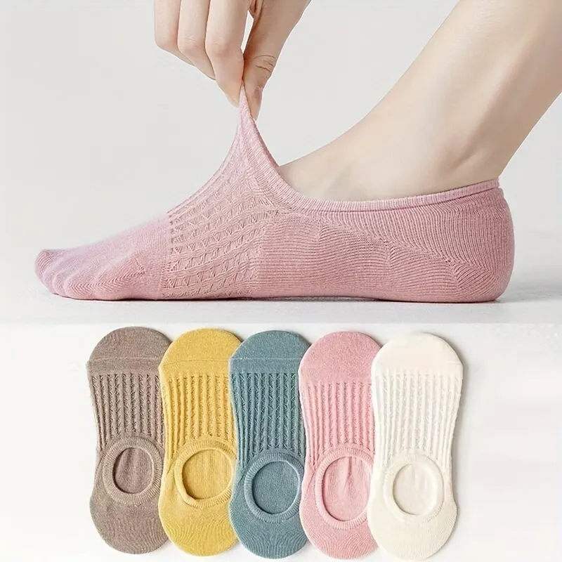 5쌍 보이지 않는 메쉬 양말, 편안하고 통기성이 뛰어난 로우 컷 발목 양말, 여..