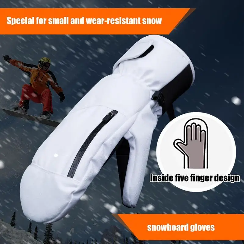

Snow Mittens Touchscreen Warm Adult Snow Mitts for Cold Weather Winter Ski Mittens for Men Women Waterproof Gloves for Snowboard