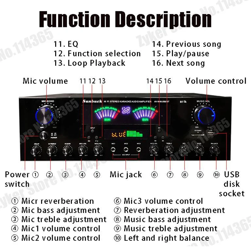 Bluetooth HiFi Home Audio Amplifier 5