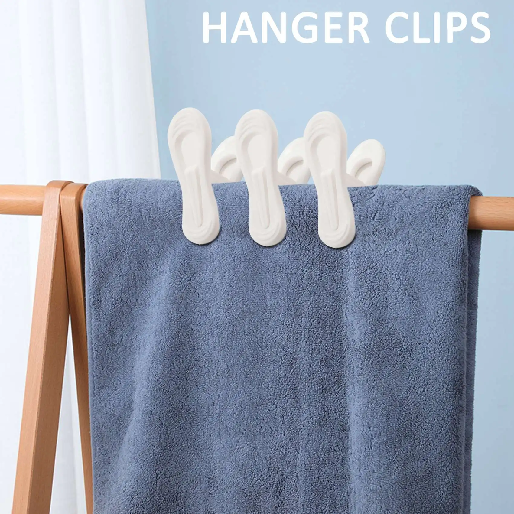 40Pcs White Plastic Hanger Clips, Clips for Use with Slim-Line Clothes Finger Clips Washing Line Laundry Pegs 2