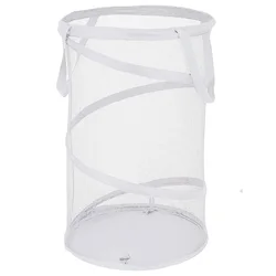 Collapsible Extra - Large Mesh Laundry Hamper with Handles (White)