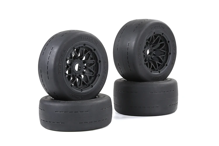 

FVITEU Complete Rubber Front and Rear On-road slick wheels tires Kits for 1/5 HPI Baja 5b ss Rovan King Motor