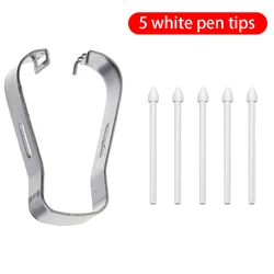 5PCS Replacement S Pen Tips with Metal Clip (White)