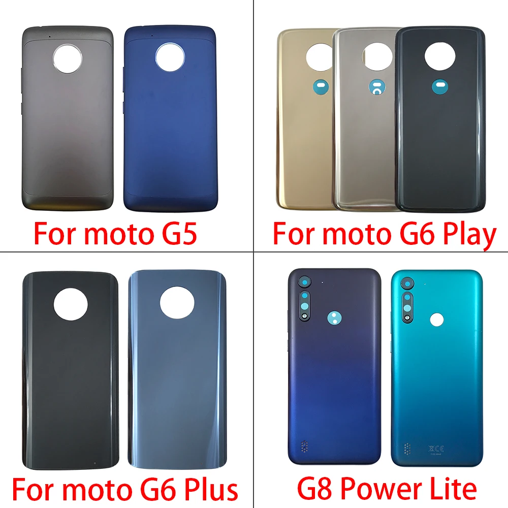 

10 Pcs For Motorola Moto G5 G6 E6 Play E7 Plus G8 Power Lite Vision Back Battery Cover Rear Cover Glass HousingReplancement