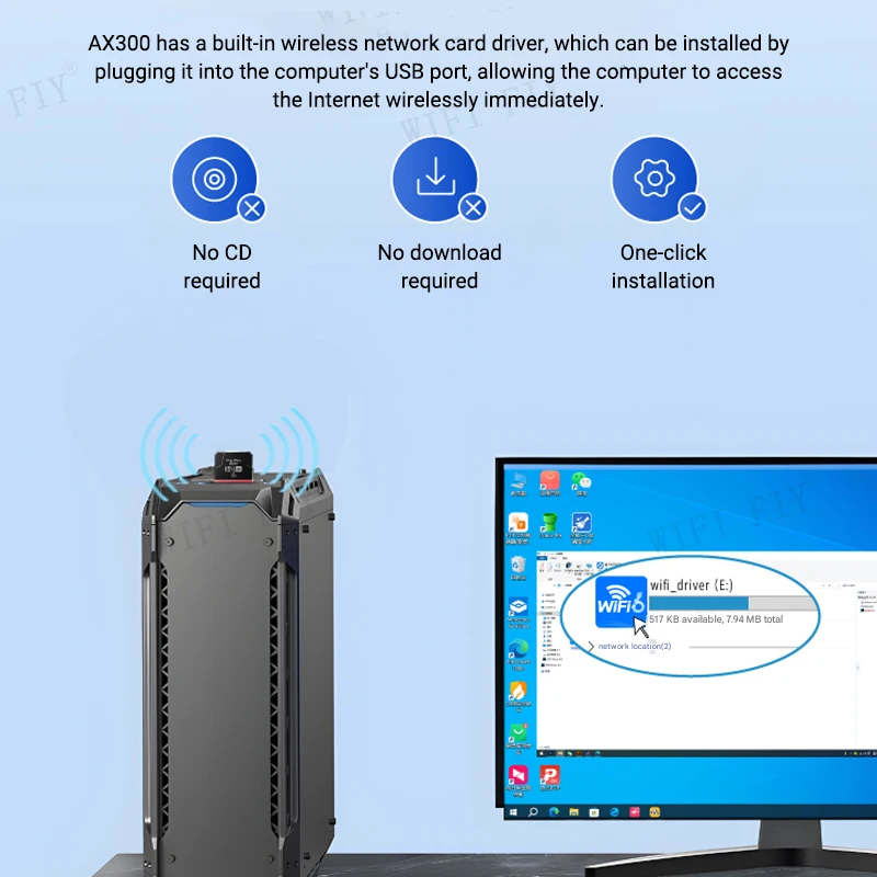 WALRAM 미니 USB 무선 Wifi 어댑터 2.4GHz 300Mbps WiFi 네트워크 LAN 카드 802.11a/b/g/n/ac/ax RTL8188 네트워크 카드 forPC 노트북