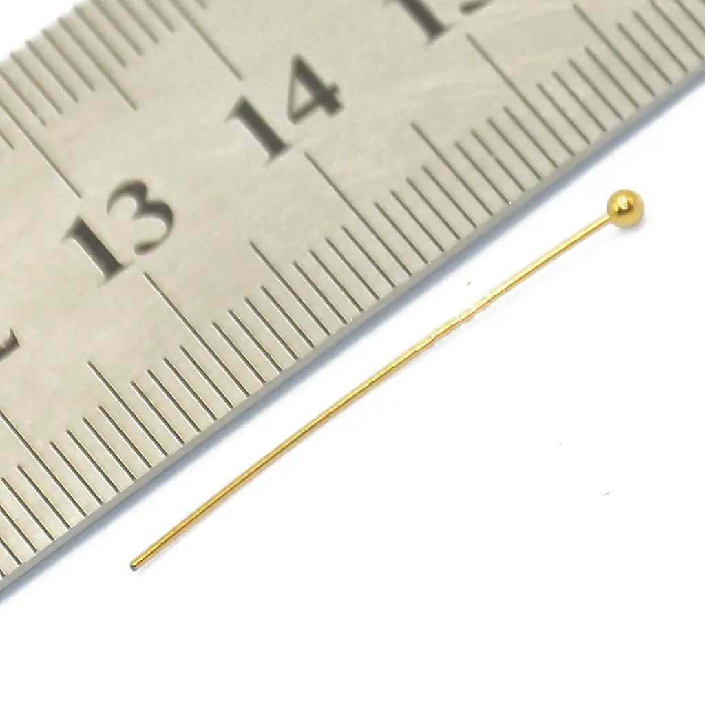 100개 30mm 라이트 골든 브래스 볼 핀 쥬얼리 결과 헤드핀