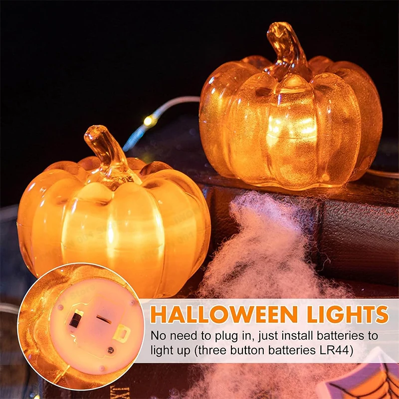 1/2/6/10PCS LED Glowing Pumpkin Halloween Decorations Lantern Costume Props Desktop Ornament for Party Home