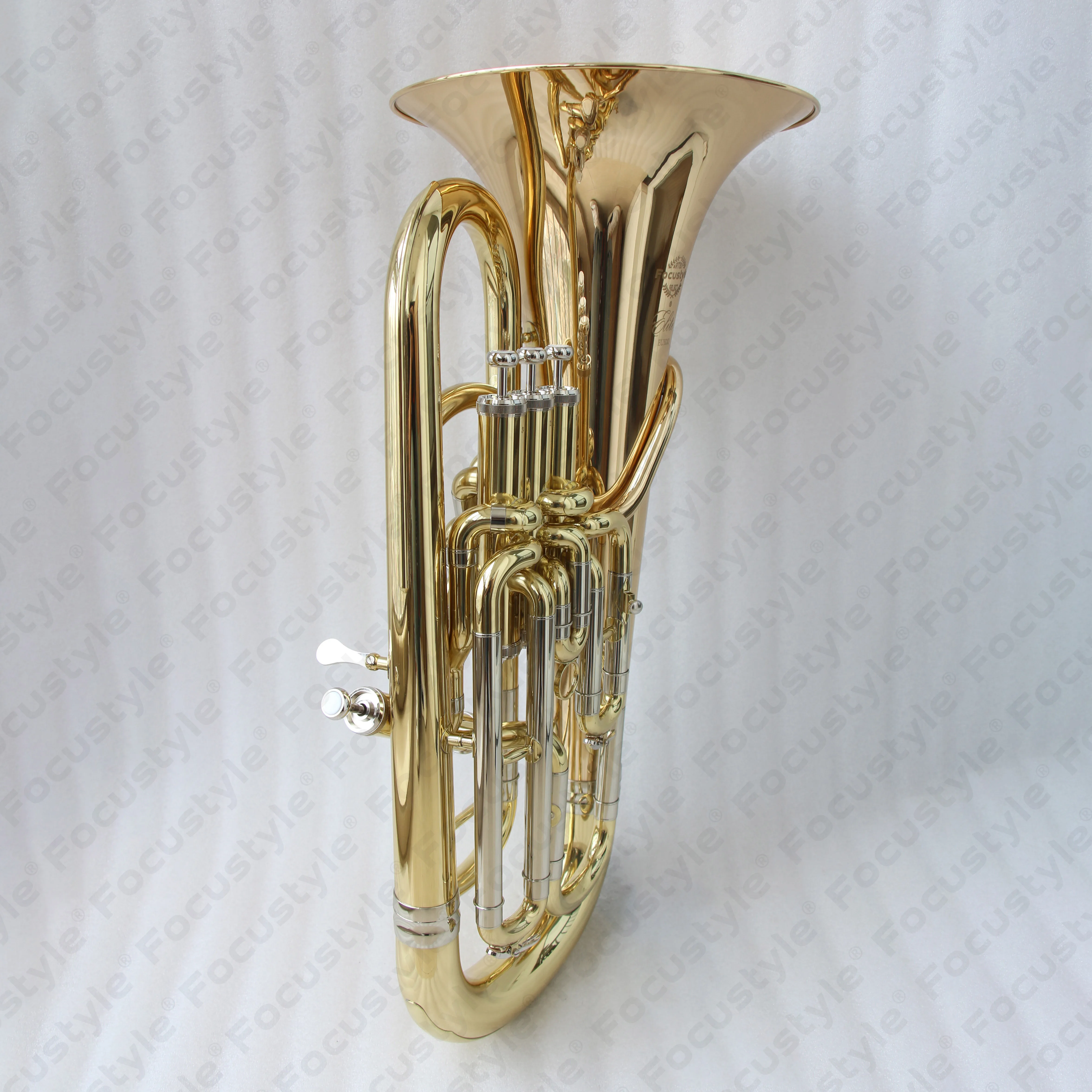 Factory Price Gold Lacquer Brass Body Bb Tone Professional 3+1 Pistons Compensating Euphonium Sale With Hard Case OEM