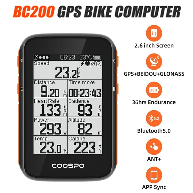 CooSpo Compteur Vélo GPS sans Fil Compteur de Vitesse de vélo