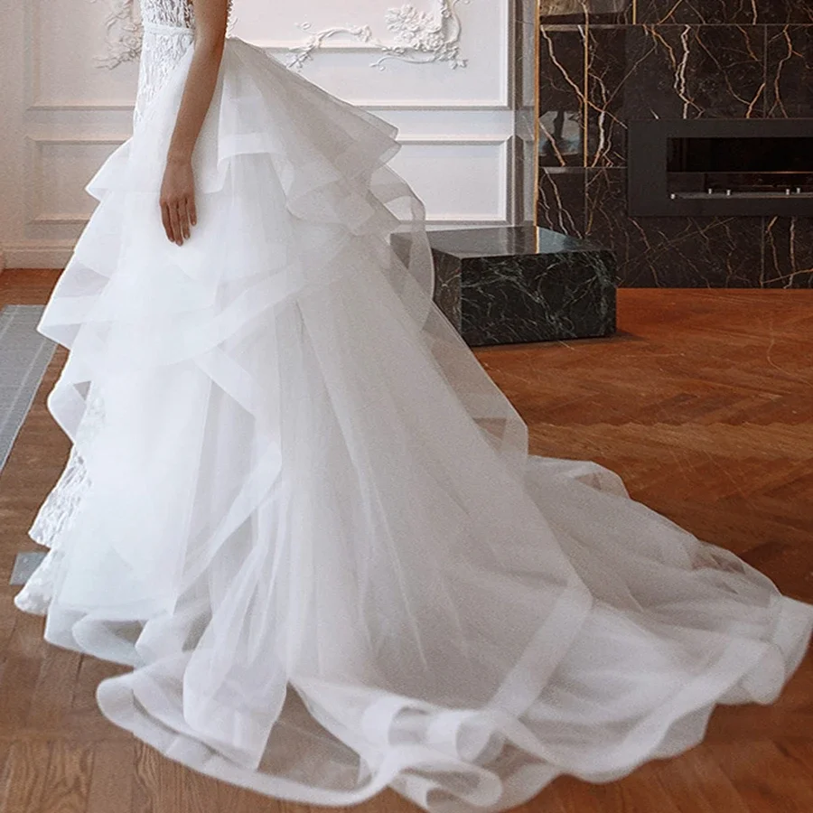 

Wholesale White Ivory Removable Wedding dress Train Soft Tulle Sexy Bride detachable train for girls