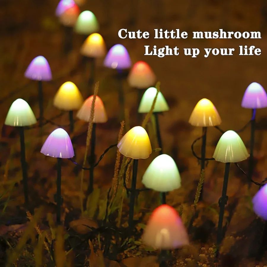 LED Solar Light String Outdoor Waterproof Mushroom Lawn Light Garden Courtyard Terrace Trail Landscape Decoration Lighting 5