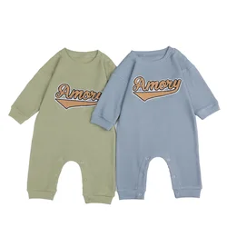 Vêtements en coton pour nouveau né fille, barboteuse pour bébé, combinaisons avec lettres à la mode, salopette pour bébé en bas âge, barboteuses pour enfants 