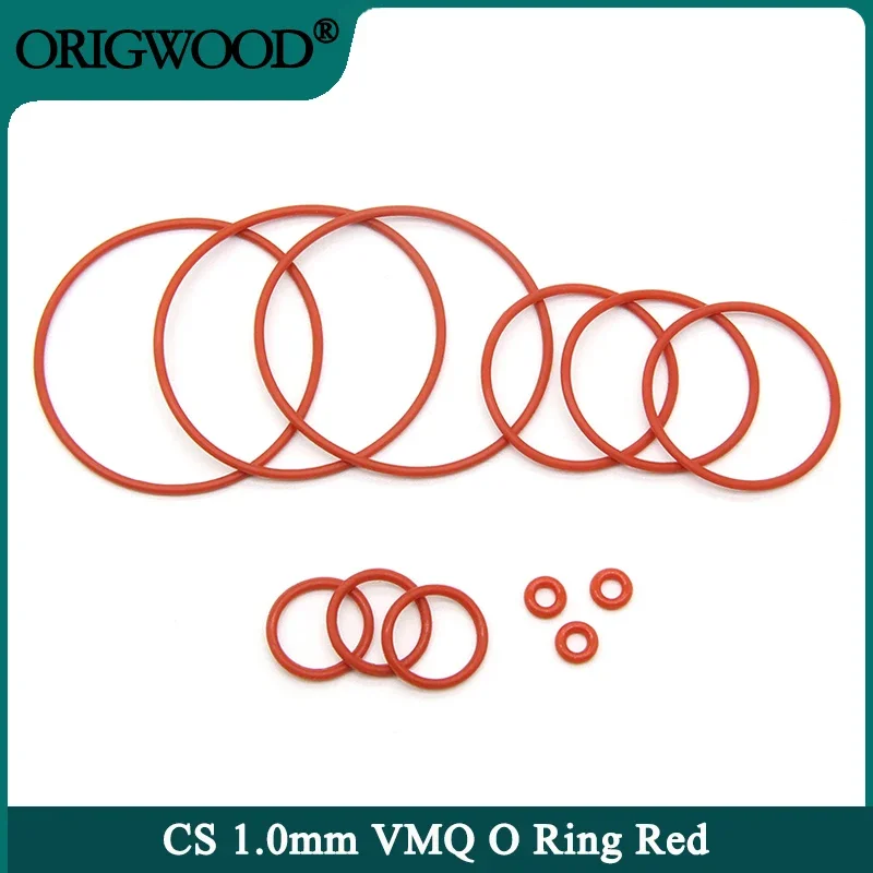 

50/100pcs VMQ O Ring Gasket Thickness CS 1mm OD 3 ~ 50mm Red Waterproof Washer Round O Shape Silicone Ring Food Grade