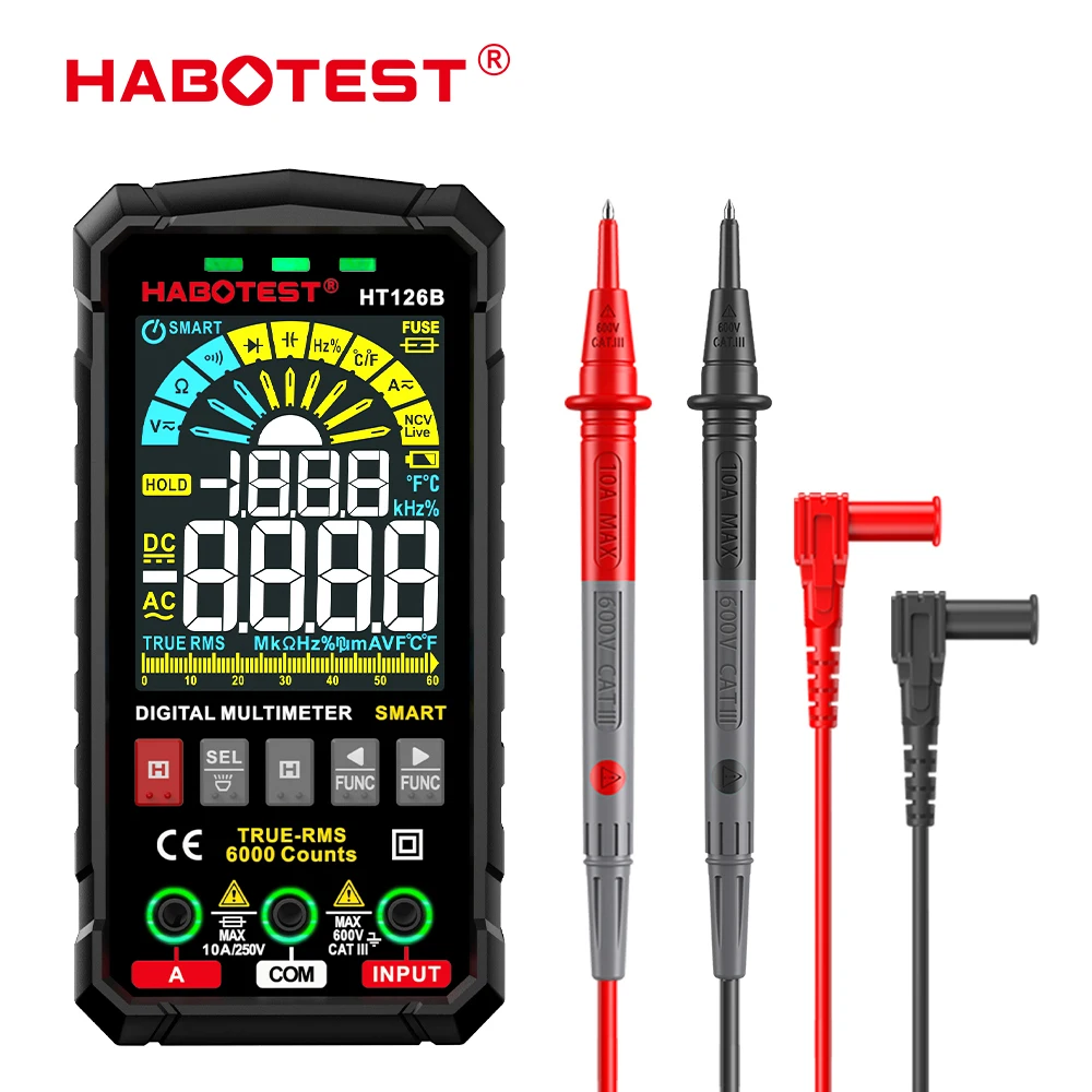 Multimetro Digitale Smart Auto Range 600V 10A Dc Ac Tester Di Tensione Di Corrente Misuratore Ohm Hz Capacità True Rms Ncv Multitester