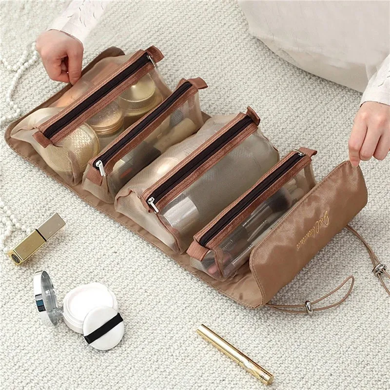 

Detachable Cosmetic Bag Portable Large Capacity 4 in 1 Makeup Bags Portable Folding Travel Cosmetics Storage Toiletry Bag