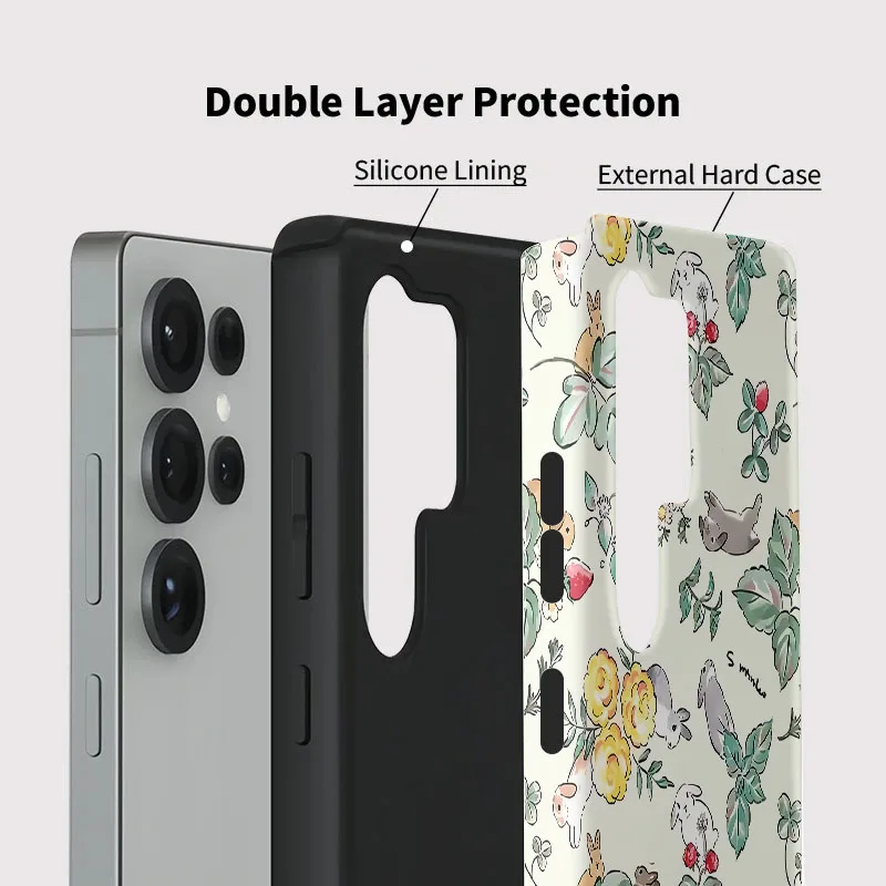 Enhanced Magnetic Phone Case with 2-in-1 Rabbit Leaves Design Cover