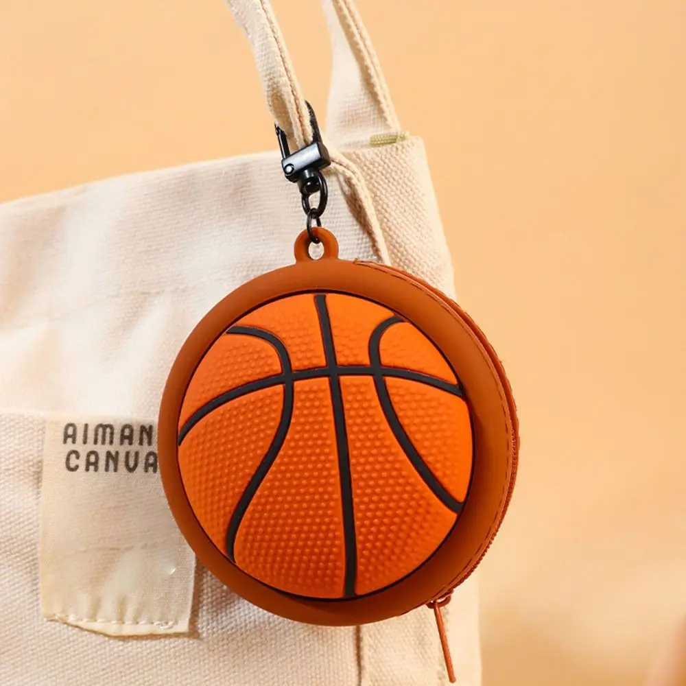 Key Chain Wallet Headphone Earphone Bags Mini Lipstick Storage Bag Basketball Football Shaped Handbag with Zipper Pendant