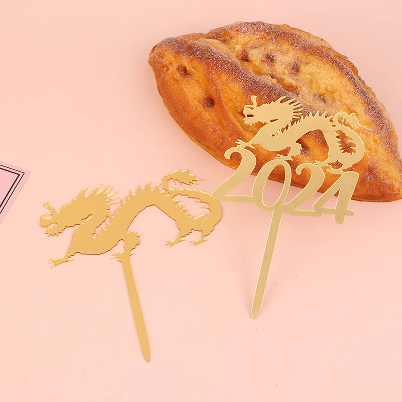 

1 New 2024 Year Of The Dragon Cake Topper Chinese Dragon Auspicious Clouds Theme Moon Clouds New Year Acrylic Cake Inserts
