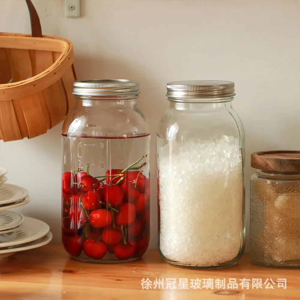 2000ml Glass Mason Jar Wide Mouth with Airtight Metal Lid Safe for Fermenting Kombucha Kefir - Pickling Storing Canning BPA-Free 4