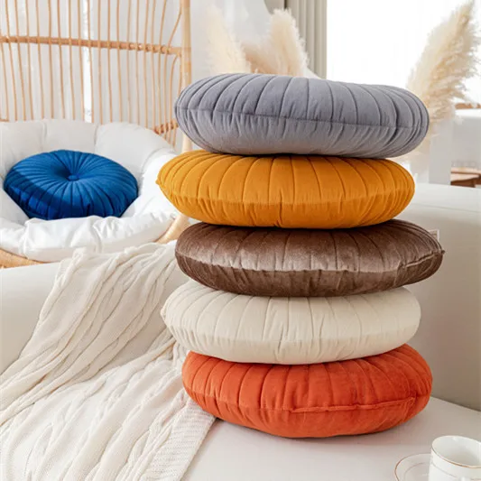Nordic Candy Color Round Quilted Pumpkin Pillow Lumbar Pillow Floor Cushion Sofa Bay Window Pillow Cushion