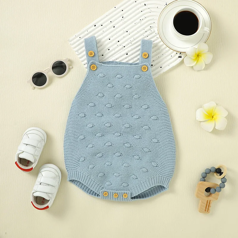 

Baby Bpdysuits Knit Infant Girl Newborn Boy Jumpsuit Fashion Solid Children Sling Clothes Overalls Sleeveless 0-18M Tops Summer