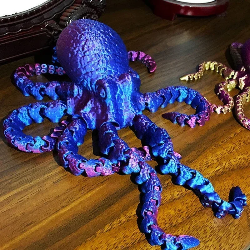3D Printed Octopus Movable Flexible Joints Fidget Toys Home Office Desktop Ornament Ocean Animal Decor Gifts Kids Toys ornaments