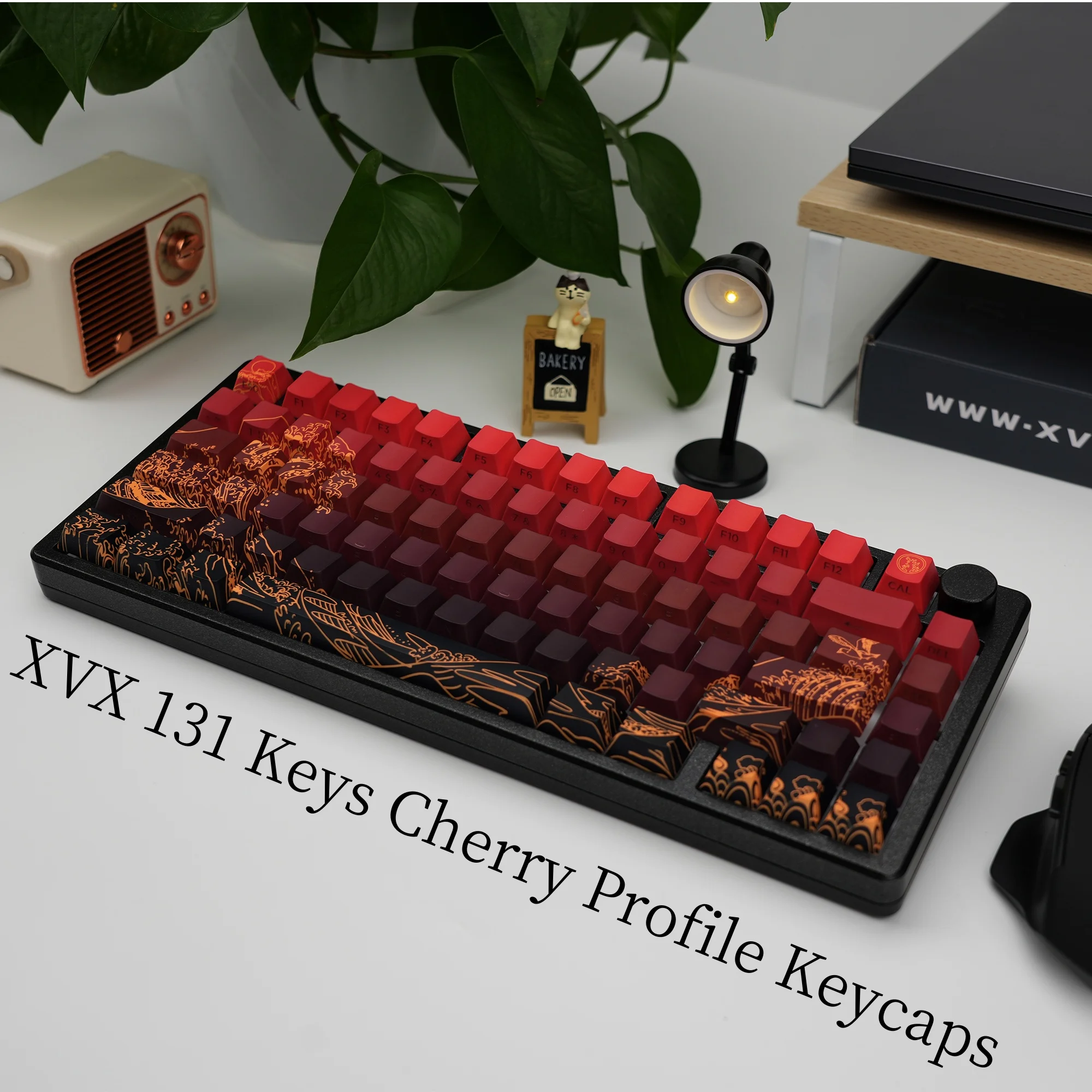 131 tasti PBT Shine Through Keycaps Cherry Profile Double Shot Gradient Black Keycap Set adatto per 61/64/87/104/108 Cherry Mx Switch tastiera meccanica