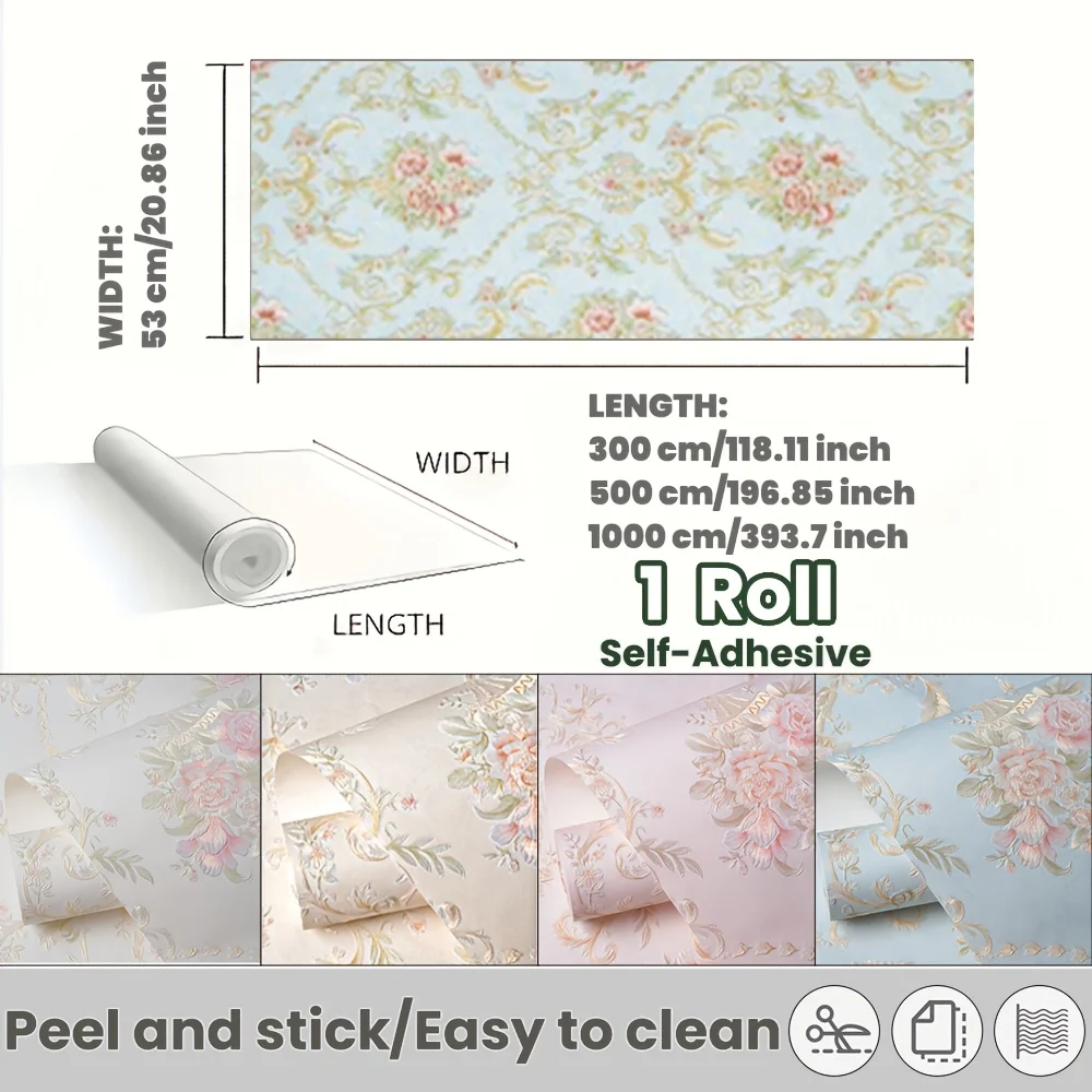 สติ๊กเกอร์ติดผนัง 3 มิติ แบบมีกาวในตัว วอลเปเปอร์ตกแต่งห้อง สติ๊กเกอร์ตกแต่งบ้าน วอลเปเปอร์ห้องนอน สติ๊กเกอร์ติดผนัง 53 ซม.*3/5/10 ม. 1