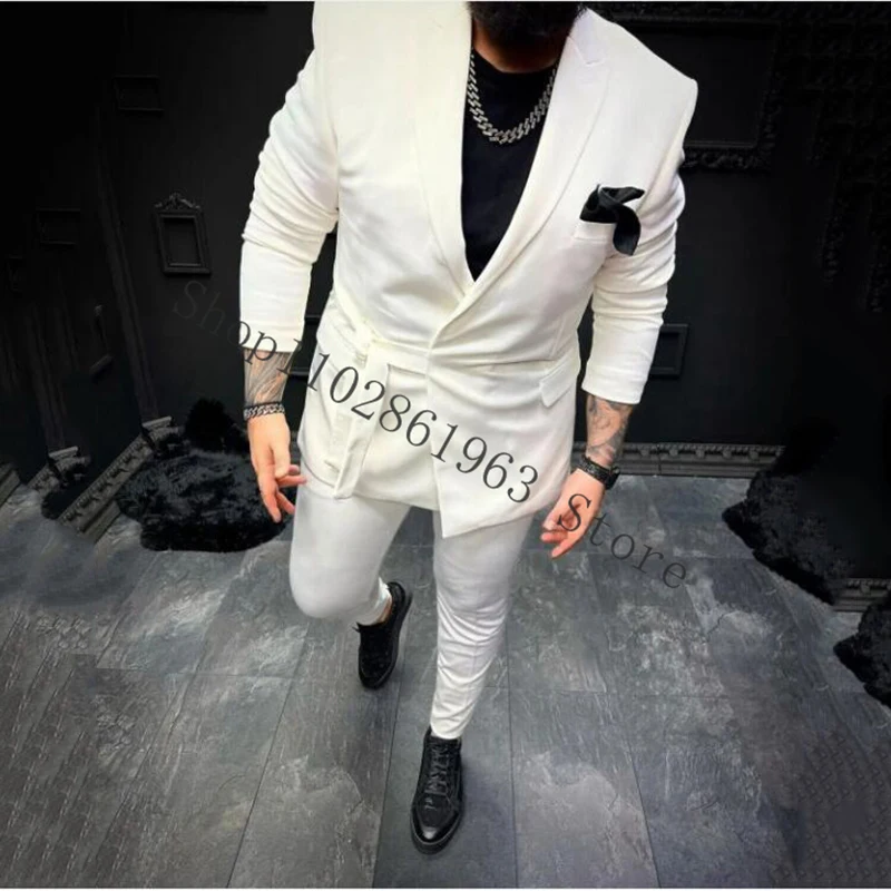 2023 New Arrival Men Suits For Wedding Slim Fit Peak Lapel 2 Pieces Groom Wedding Party Tuxedos Blazer+Pants Costume Homme