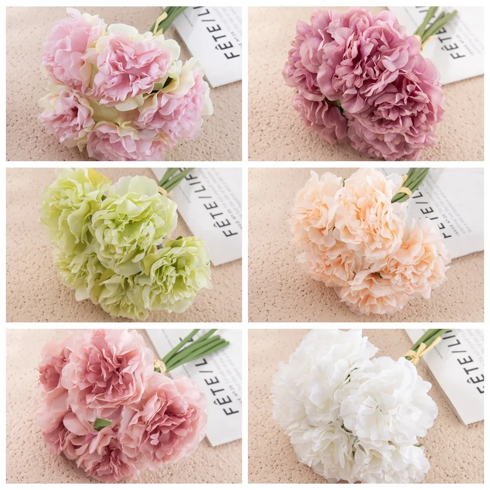 

Peony Artificial Artificial Silk Flowers for Home Decoration Wedding Bouquet for Bride High Quality Fake Flower Faux Living Room