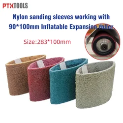 4pcs 283*100mm SC Fleece Sleeves Non-woven Nylon Sanding Bands Fiber Abrasive Belts in connection with expansion roller