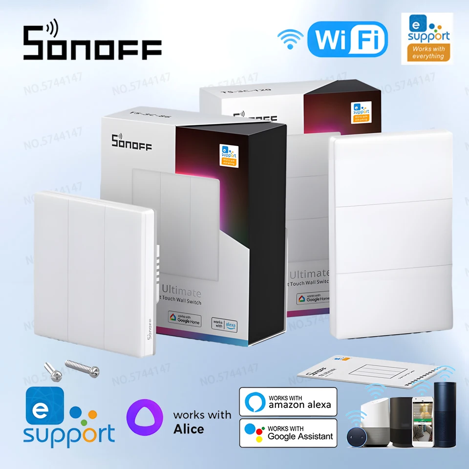 Sonoff Tx Ultimate T5 Wi-Fi Smart Wall Switch Multi-Sensoriale Ewelink Remote Control Touch Panel Con Alexa Google Smartthings