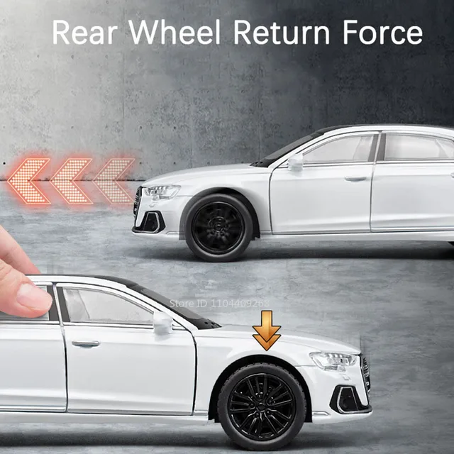 1:32 A8 RS6 Car Model Toy Doors Opened Sound Light Alloy Diecast Shock Absorption Simulation Vehicle Models Ornaments Gifts 4