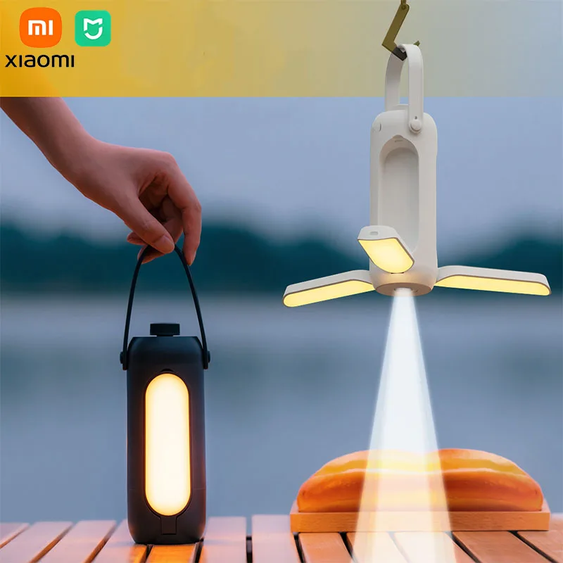 

Многофункциональные кемпинговые лампы Xiaomi 3-в-1, 3 цвета, плавное затемнение, 10000 мАч, большой емкости, разворачиваемый абажур, ночник